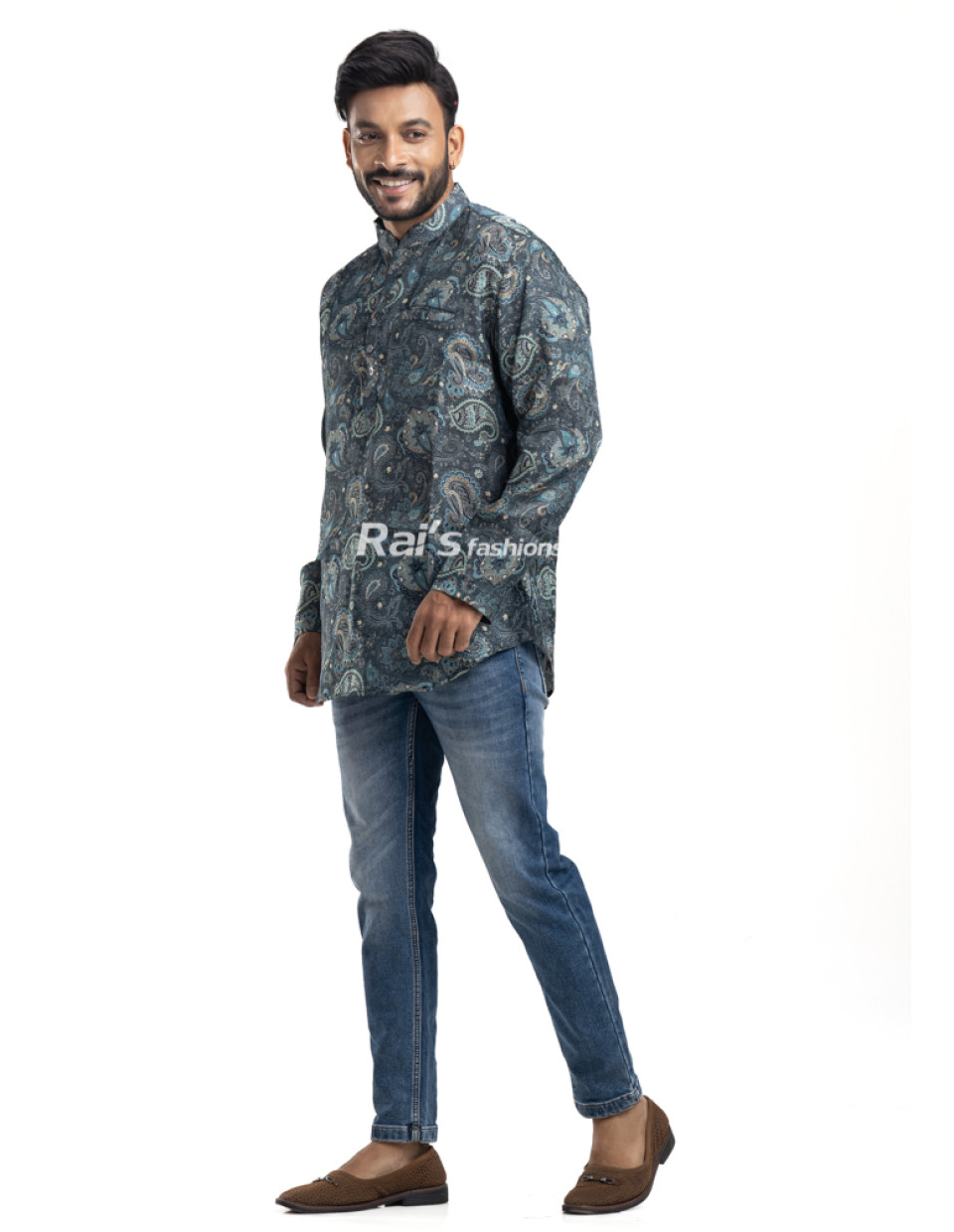 Blue Silk Ajrak Printed Short Kurta (KRP6) Blue Silk Ajrak Printed Short Kurta (KRP6)